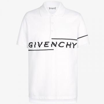 GIVENCHY BM70U63006 男士白色 GIVENCHY SPLIT 刺绣修身 POLO衫