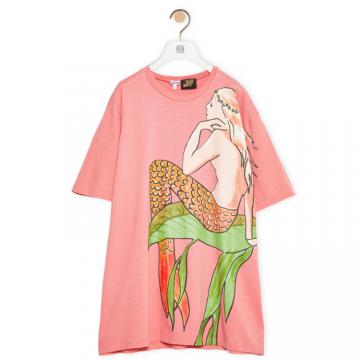 LOEWE S616341X15 女士玫瑰色 Oversize T-shirt in mermaid cotton