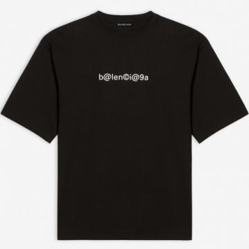 BALENCIAGA 620969TIV509040 男士黑色 SYMBOLIC 宽松设计 T恤