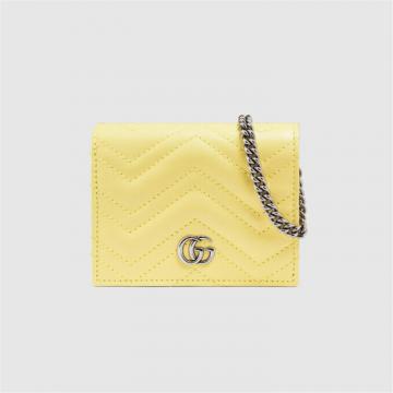 GUCCI 625693 女士淡黄色 GG Marmont 系列卡包