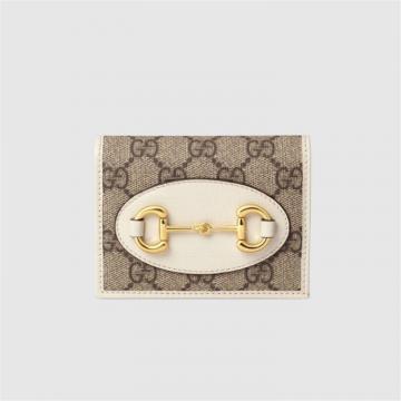 GUCCI 621887 女士白色帆布 Gucci 马衔扣1955系列卡包