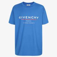 GIVENCHY BM70U23002 男士蓝色 GIVENCHY LOGO 标签印花超大 T恤