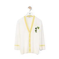 LOEWE S359330XBS 女士白色 Shamrock embroidered cardigan in wool