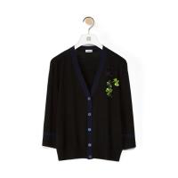 LOEWE S359330XBS 女士黑色 Shamrock embroidered cardigan in wool
