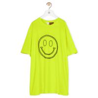 LOEWE S616341X65 男士黄绿色棉和涤纶制超大笑脸 T恤