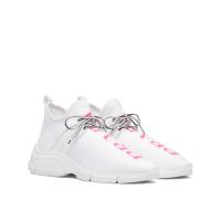 PRADA 1E344L 女士白色拼粉色针织运动鞋
