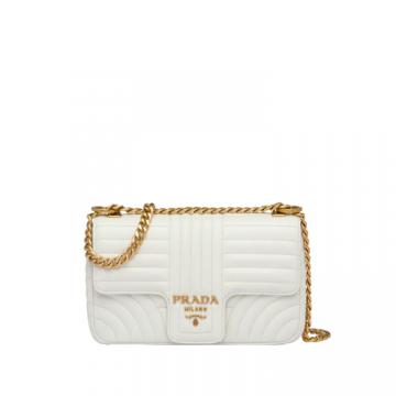 PRADA 1BD108 女士白色 Diagramme 中号牛皮单肩包