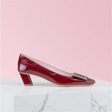 Roger Vivier RVW00600920D1PR810 女士酒红色 Belle Vivier 金属扣单鞋