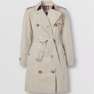 BURBERRY 80263241 女士石色滚边棉质嘎巴甸 Trench 风衣