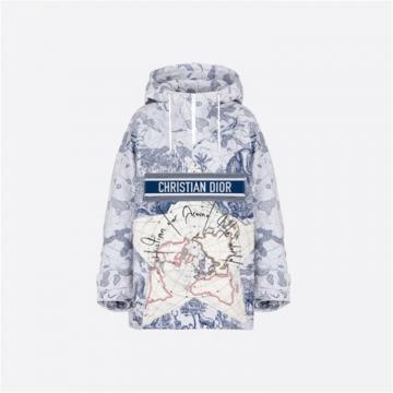 DIOR 047C10A2863 女士蓝色 Dior Around The World 印花连帽厚夹克