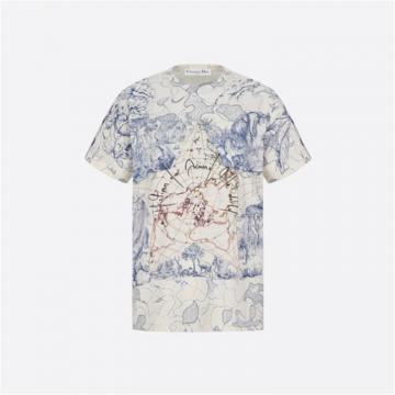 DIOR  043T03PR446 女士蓝色 Dior Around The World 印花 T 恤