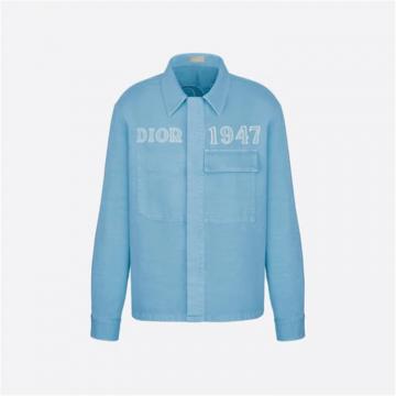 DIOR  013D488C239X 男士淡蓝色棉质牛仔布“DIOR 1947”刺绣衬衫外套