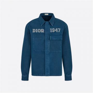 DIOR  013D488C239X 男士蓝色棉质牛仔布“DIOR 1947”刺绣衬衫外套