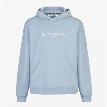 GIVENCHY BM700R30AF 男士淡蓝色 GIVENCHY PARIS 复古连帽衫