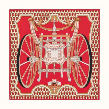 HERMES H003538S 女士红色“法厄同之轮”90厘米方巾
