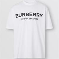 BURBERRY 80260171 男士白色徽标印花棉质 T 恤衫
