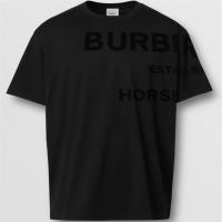 BURBERRY 80322991 男士黑色 Horseferry 印花棉质宽松 T 恤衫