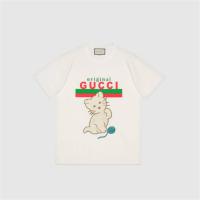 GUCCI 615044 女士白色饰猫咪贴饰“Original Gucci”超大造型 T恤