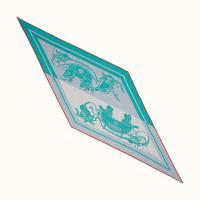 Hermes H471063S 女士松石蓝色 “藏书章”菱形巾