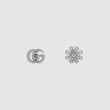 GUCCI 582033 女士 Gucci 花卉造型 18k 金钻石耳环
