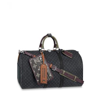 LV黑花 Patchwork 拼贴艺术KEEPALL BANDOULIÈRE 50 旅行袋 M56856