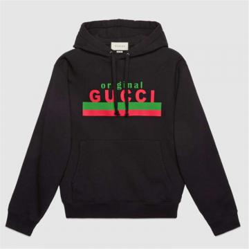 GUCCI 626989 女士黑色“Original Gucci”印花卫衣