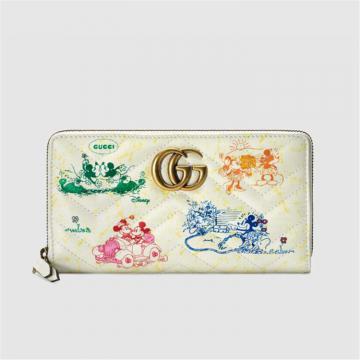 GUCCI 616765 女士白色 官网专享 Disney x Gucci GG Marmont 全拉链式钱包