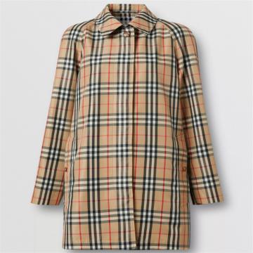 BURBERRY 80290671 女士典藏米色 Vintage 格纹再生聚酯纤维轻便大衣