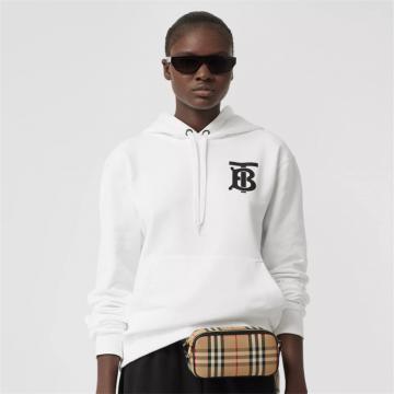 BURBERRY 80243511 女士白色 专属标识图案棉质连帽衫