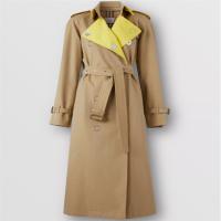 BURBERRY 80322071 女士蜜色 拼色棉质嘎巴甸 Trench 风衣