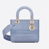 DIOR M0565OREY 女士丹宁蓝色 中号 LADY D-LITE 手袋