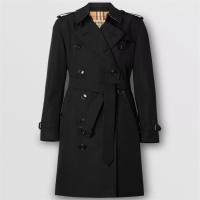 BURBERRY 80171541 女士黑色 肯辛顿版型 中长款 Heritage Trench 风衣