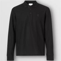 BURBERRY 80219471 男士黑色 长袖专属标识图案珠地网眼布棉质 Polo 衫