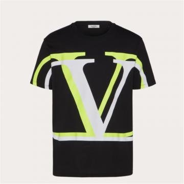 VALENTINO UV3MG08C6K7PM6 男士黑色 VLogo Signature SHADOW 印花T恤