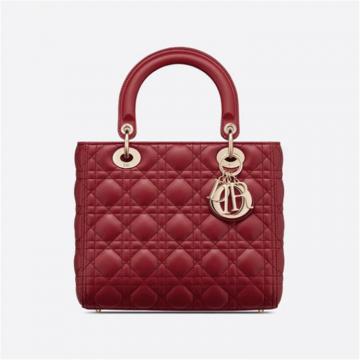 DIOR M0565ONGE 女士樱桃红色 中号 LADY DIOR 手袋