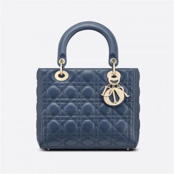 DIOR M0565ONGE 女士深丹宁蓝色 中号 LADY DIOR 手袋