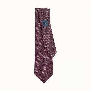 HERMES H006078T 男士胭脂粉 Tie 7 H Enclume 领带