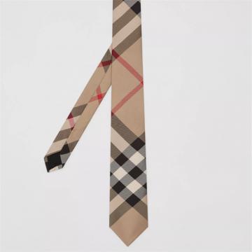 BURBERRY 80138181 男士典藏米色 经典剪裁格纹丝质领带