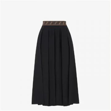 FENDI FQ7157O2RF0GME 女士黑色 中式绉绸半身裙