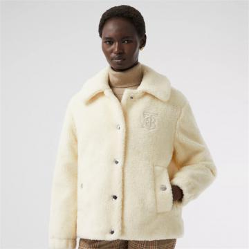 BURBERRY 80361481 女士象牙色 专属标识图案绒头外套