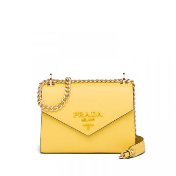 PRADA 1BD127 女士日光黄色 Prada Monochrome 手袋