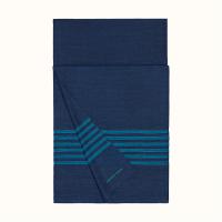 HERMES H269012S 女士蓝色 “缝线羽毛”长围巾