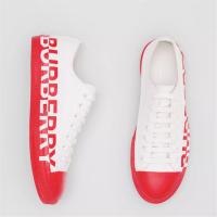 BURBERRY 80274471 男士亮红色 徽标印花双色棉质嘎巴甸运动鞋