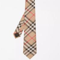 BURBERRY 80116931 男士典藏米色 Vintage 格纹现代剪裁丝质领带