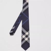 BURBERRY 80138201 男士海军蓝色 经典剪裁格纹丝质领带