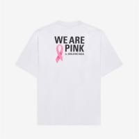 BALENCIAGA 641655TJVH39040 女士白色 We Are Pink 宽松版型 T恤衫