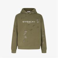 GIVENCHY BMJ03H3Y42 男士卡其色 GIVENCHY PARIS 破洞连帽衫