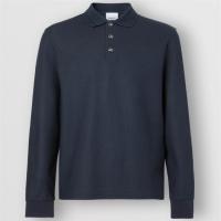 BURBERRY 80336811 男士海军蓝色 长袖珠地网眼布棉质 Polo 衫