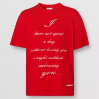 BURBERRY 80369931 男士红色 爱情标语棉质 T 恤衫（男女同款）