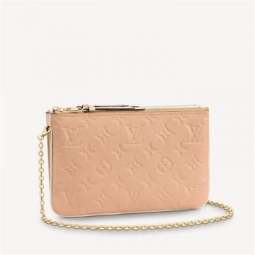 LV M63919 女士藕粉色 POCHETTE DOUBLE ZIP 链条包